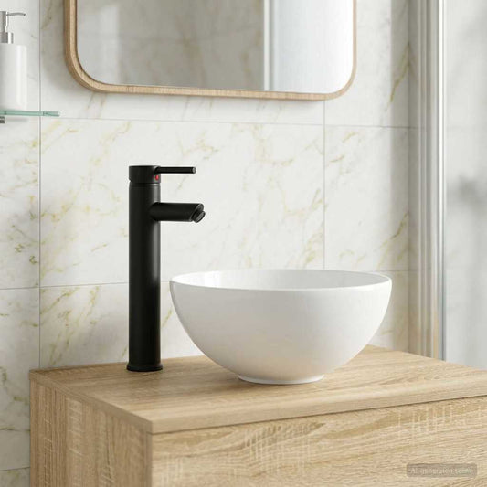 vidaXL Bathroom Wash Basin Matte Black 32 x 32 x 13 cm Metal