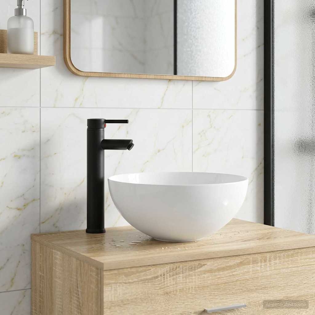 vidaXL Bathroom Wash Basin Matte Black 35.5 x 35.5 x 14.5 cm Metal