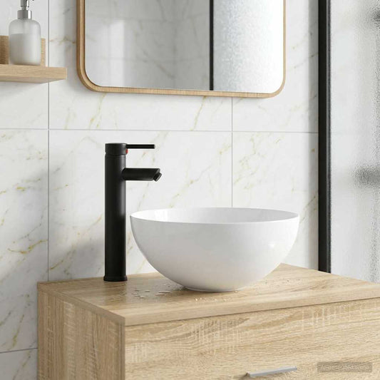 vidaXL Bathroom Wash Basin Matte Black 35.5 x 35.5 x 14.5 cm Metal