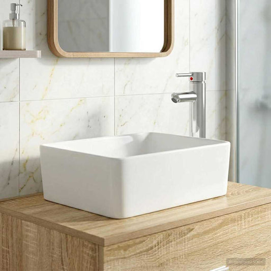 vidaXL Bathroom Wash Basin Chrome 40.5 x 30.5 x 13 cm Metal