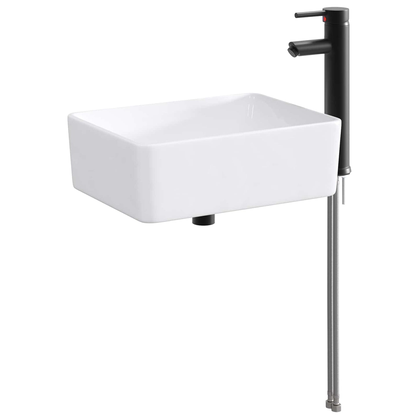 vidaXL Bathroom Wash Basin Matte Black 40.5 x 30.5 x 13 cm Metal