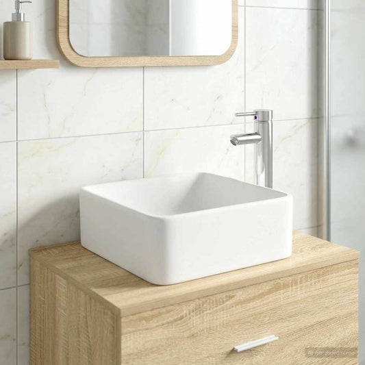 vidaXL Bathroom Wash Basin Chrome 36.5 x 36.5 x 13 cm Metal