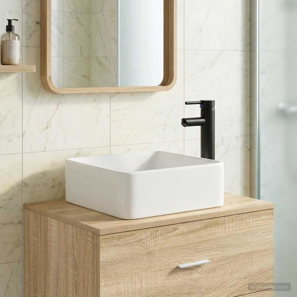 vidaXL Bathroom Wash Basin Matte Black 36.5 x 36.5 x 13 cm Metal