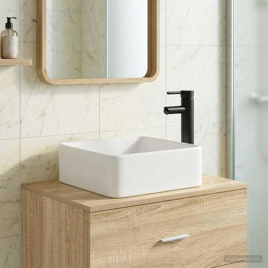 vidaXL Bathroom Wash Basin Matte Black 36.5 x 36.5 x 13 cm Metal