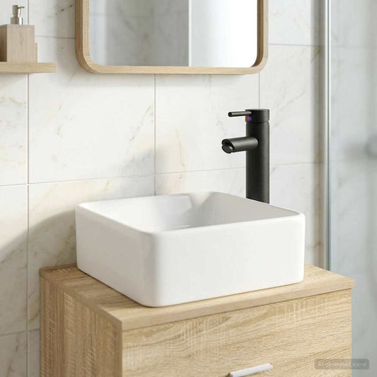 vidaXL Bathroom Wash Basin Matte Black 49 x 37 x 14 cm Metal