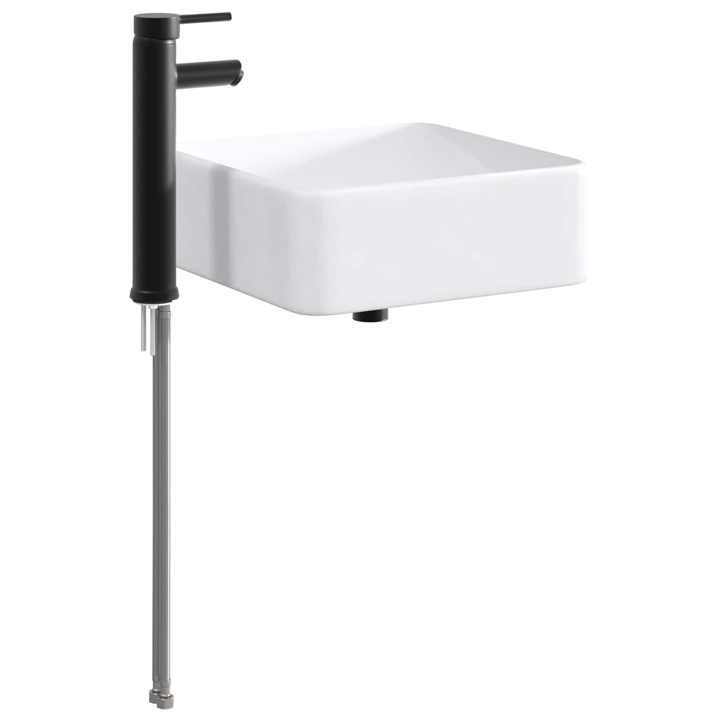 vidaXL Bathroom Wash Basin Matte Black 49 x 37 x 14 cm Metal