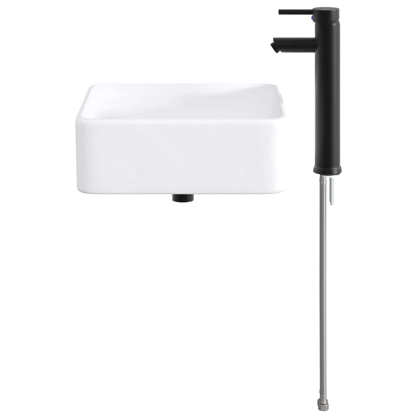 vidaXL Bathroom Wash Basin Matte Black 49 x 37 x 14 cm Metal