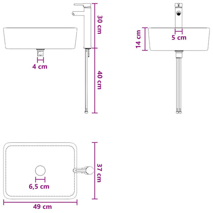 vidaXL Bathroom Wash Basin Matte Black 49 x 37 x 14 cm Metal