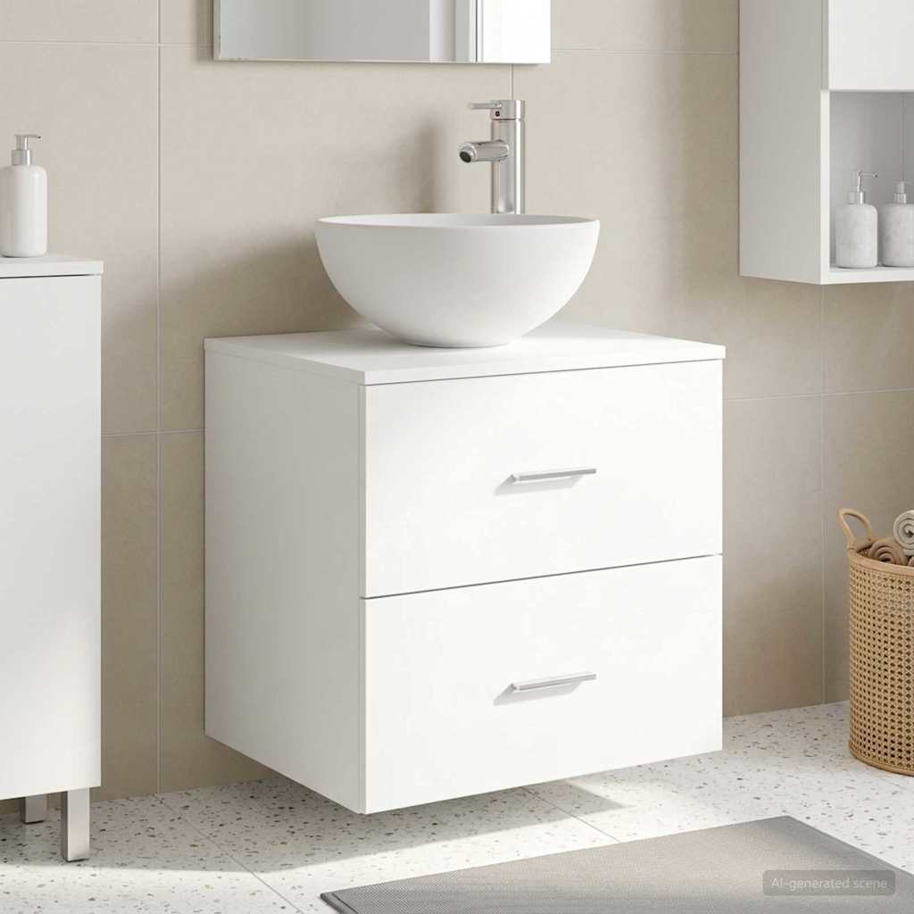 vidaXL Wall-Mounted Sink Vanity White 49.5 x 35 x 63 cm