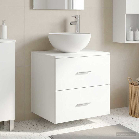 vidaXL Wall-Mounted Sink Vanity White 49.5 x 35 x 63 cm