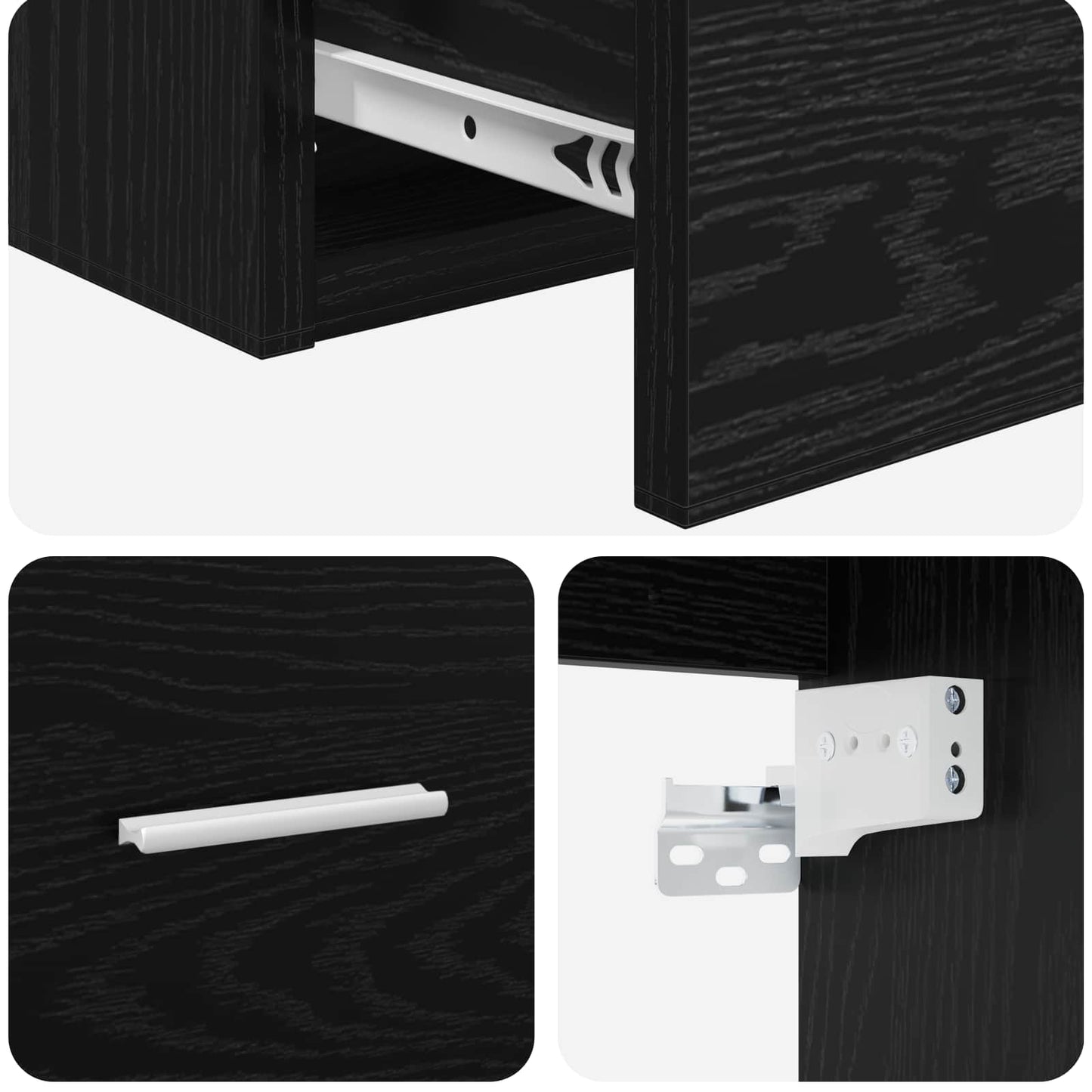 vidaXL Wall-Mounted Sink Vanity Black Oak 49.5 x 35 x 63 cm