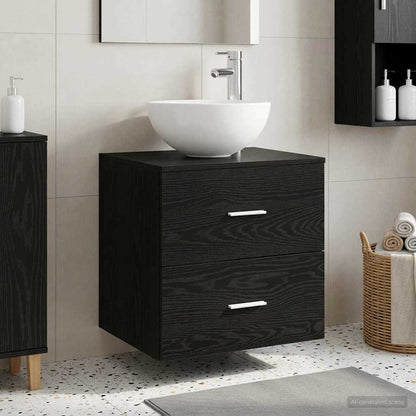 vidaXL Wall-Mounted Sink Vanity Black Oak 49.5 x 35 x 63 cm