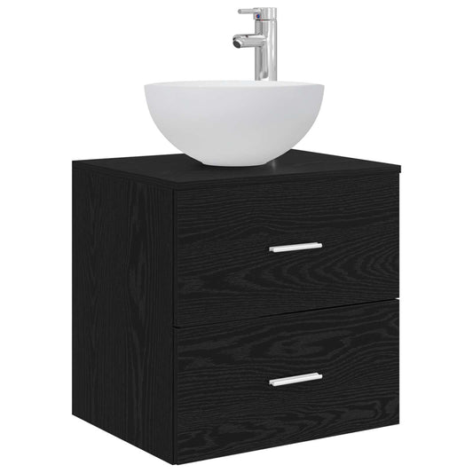 vidaXL Wall-Mounted Sink Vanity Black Oak 49.5 x 35 x 63 cm