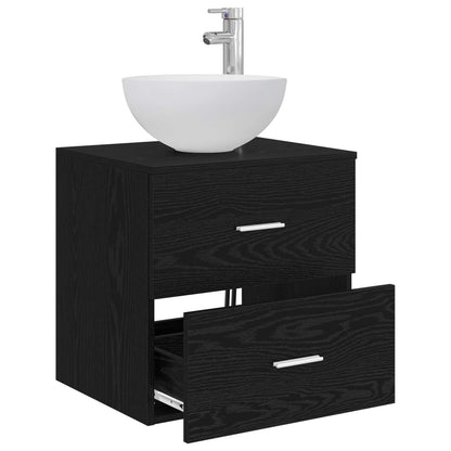 vidaXL Wall-Mounted Sink Vanity Black Oak 49.5 x 35 x 63 cm
