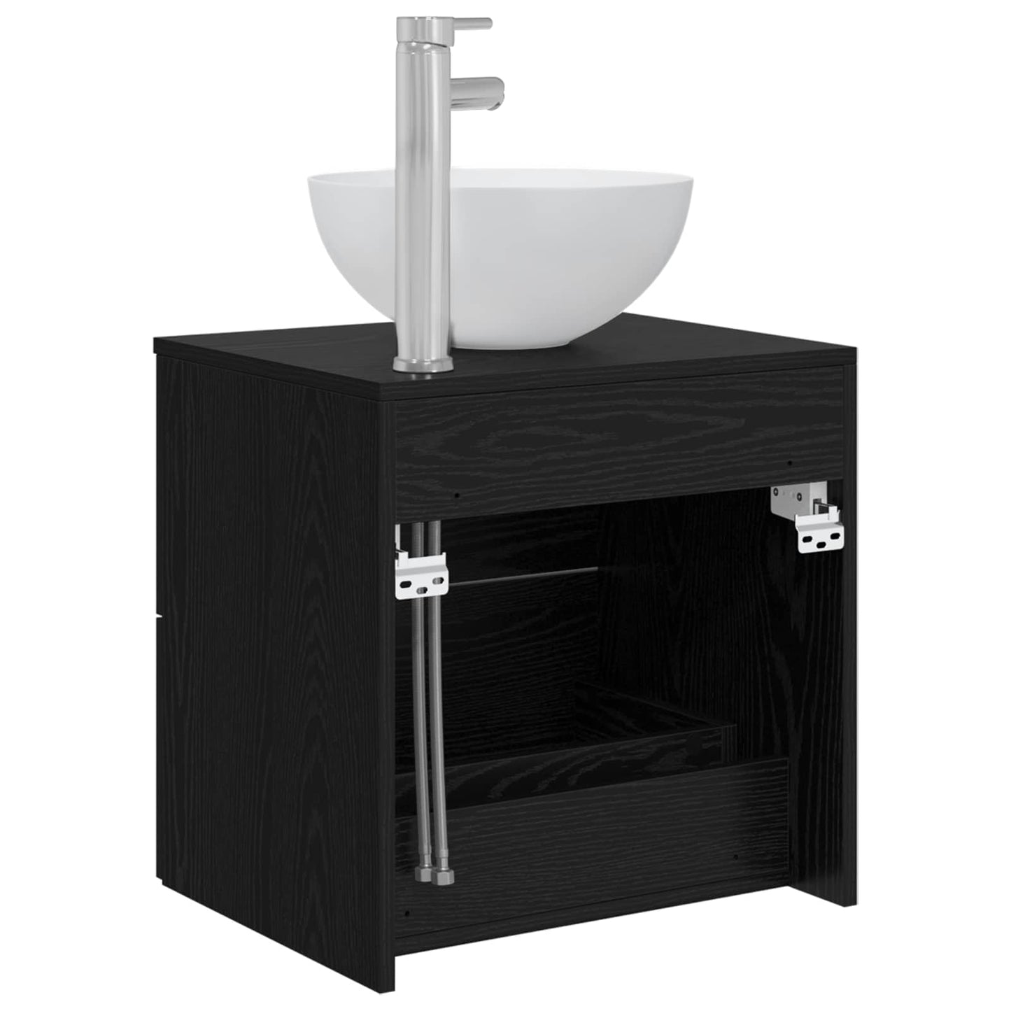 vidaXL Wall-Mounted Sink Vanity Black Oak 49.5 x 35 x 63 cm