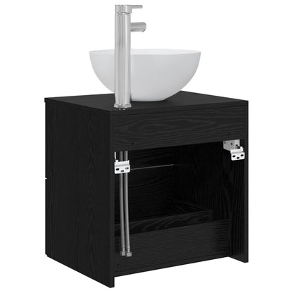 vidaXL Wall-Mounted Sink Vanity Black Oak 49.5 x 35 x 63 cm