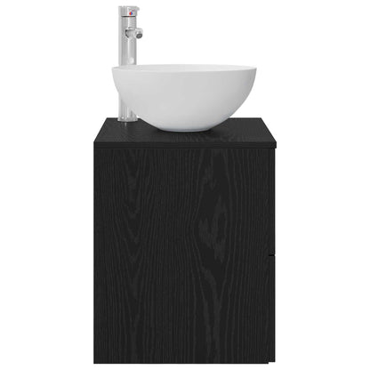 vidaXL Wall-Mounted Sink Vanity Black Oak 49.5 x 35 x 63 cm