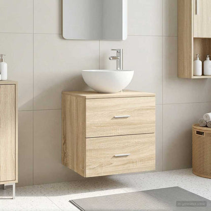 vidaXL Wall-Mounted Sink Vanity Sonoma Oak 49.5 x 35 x 63 cm