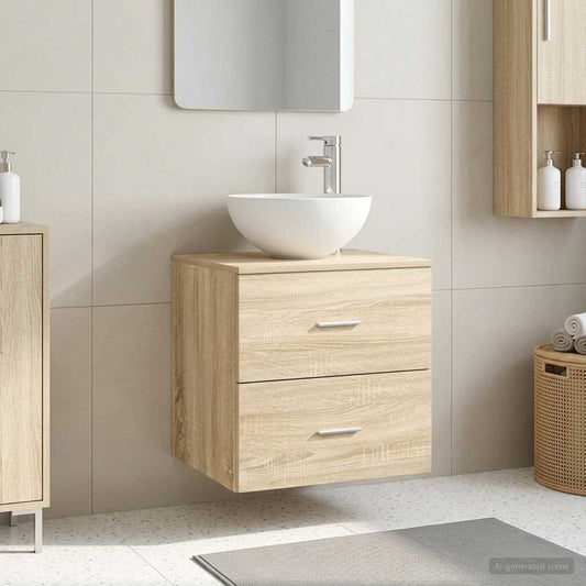 vidaXL Wall-Mounted Sink Vanity Sonoma Oak 49.5 x 35 x 63 cm