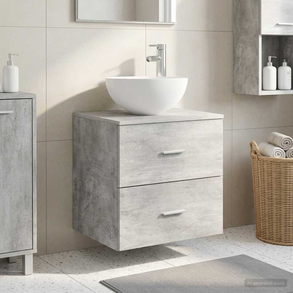 vidaXL Wall-Mounted Sink Vanity Concrete Grey 49.5 x 35 x 63 cm
