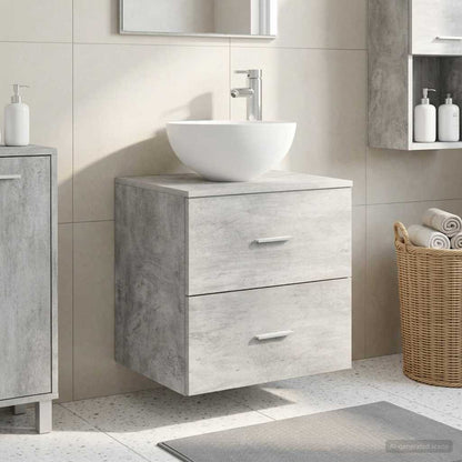 vidaXL Wall-Mounted Sink Vanity Concrete Grey 49.5 x 35 x 63 cm