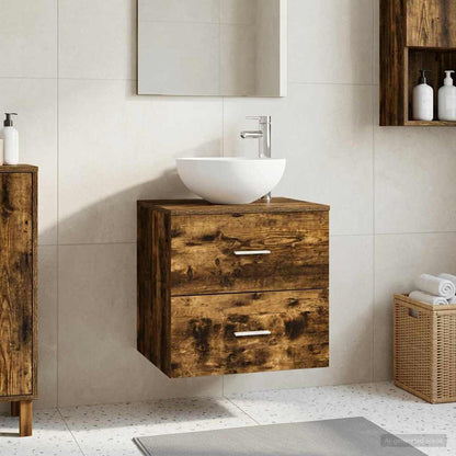 vidaXL Wall-Mounted Sink Vanity Smoked Oak 49.5 x 35 x 63 cm