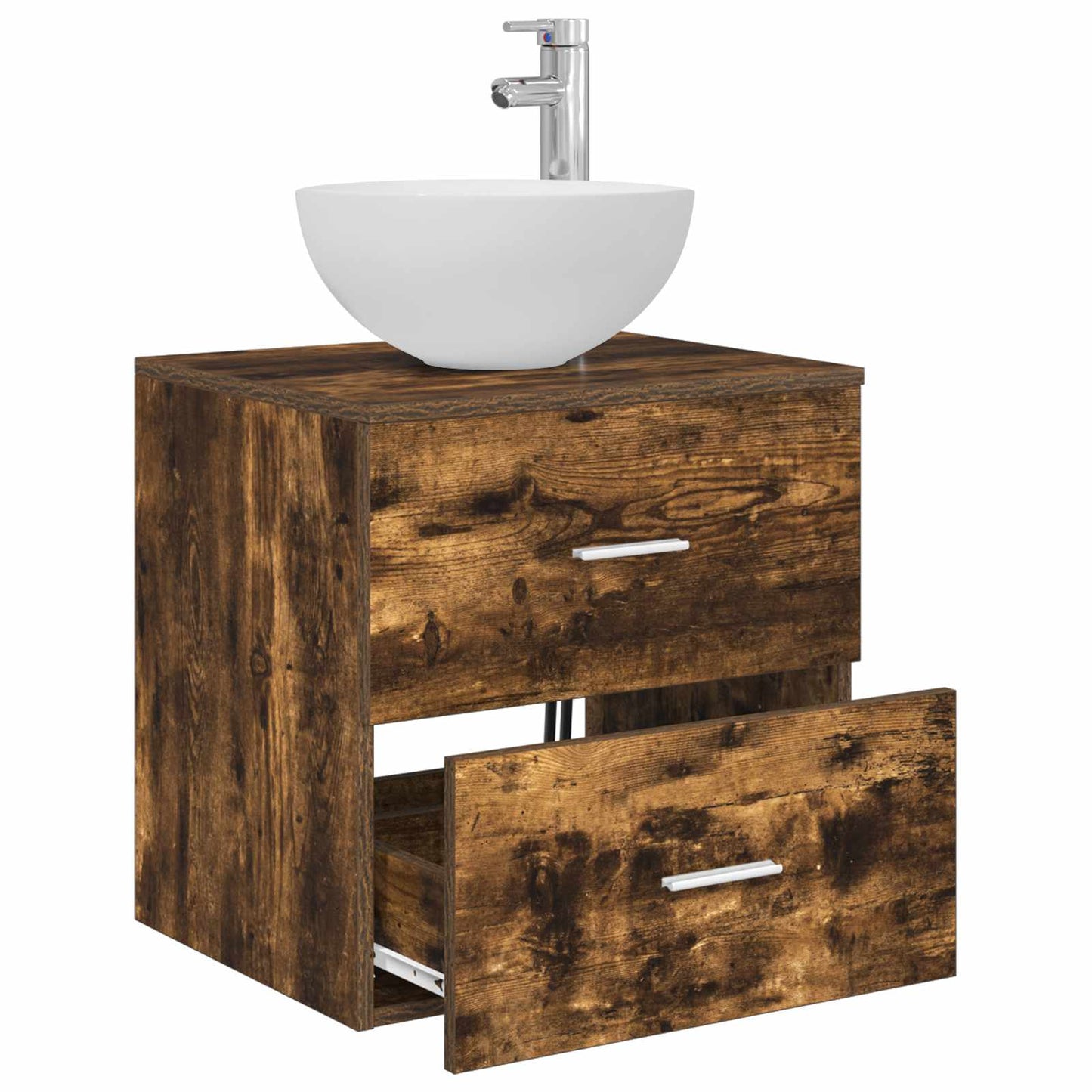 vidaXL Wall-Mounted Sink Vanity Smoked Oak 49.5 x 35 x 63 cm