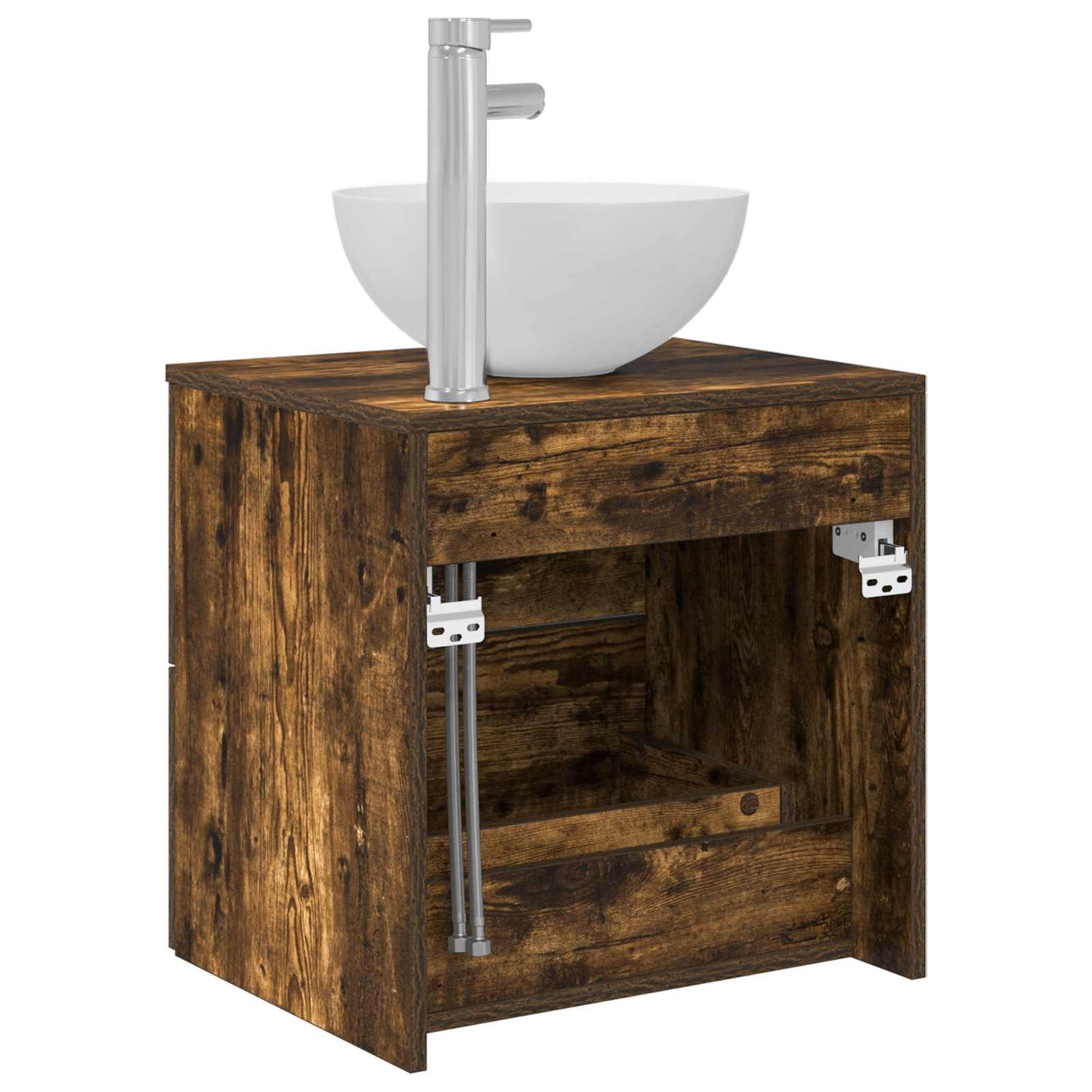 vidaXL Wall-Mounted Sink Vanity Smoked Oak 49.5 x 35 x 63 cm