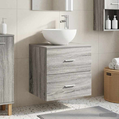 vidaXL Wall-Mounted Sink Vanity Grey Sonoma 49.5 x 35 x 63 cm