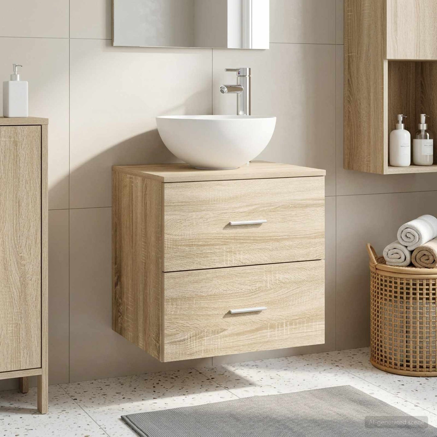 vidaXL Wall-Mounted Sink Vanity Sonoma Oak 49.5 x 41 x 64.5 cm