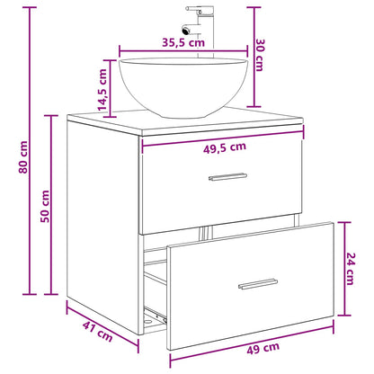 vidaXL Wall-Mounted Sink Vanity Sonoma Oak 49.5 x 41 x 64.5 cm