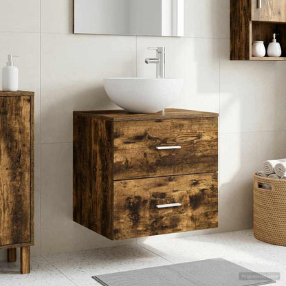 vidaXL Wall-Mounted Sink Vanity Smoked Oak 49.5 x 41 x 64.5 cm