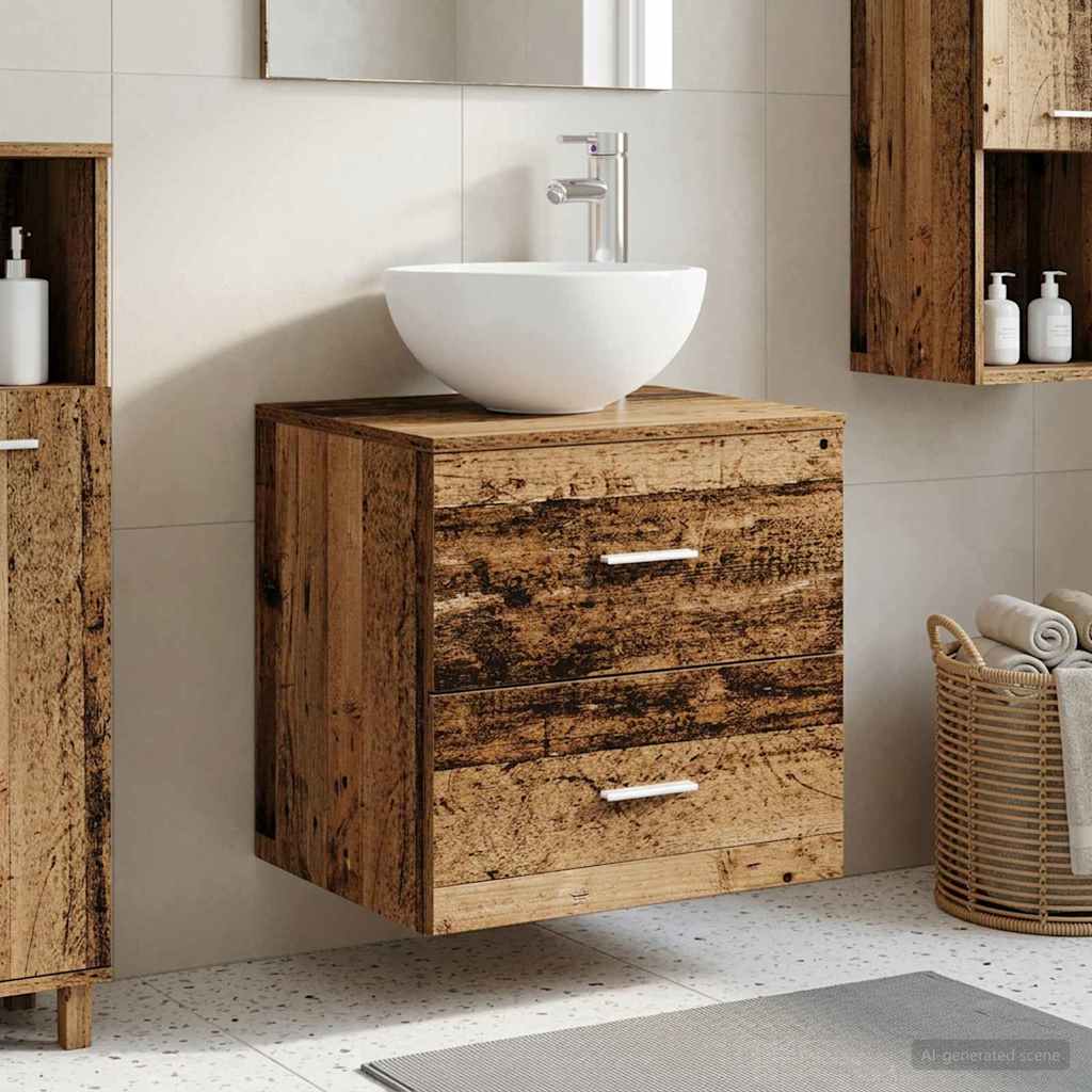 vidaXL Wall-Mounted Sink Vanity Old Wood 49.5 x 41 x 64.5 cm