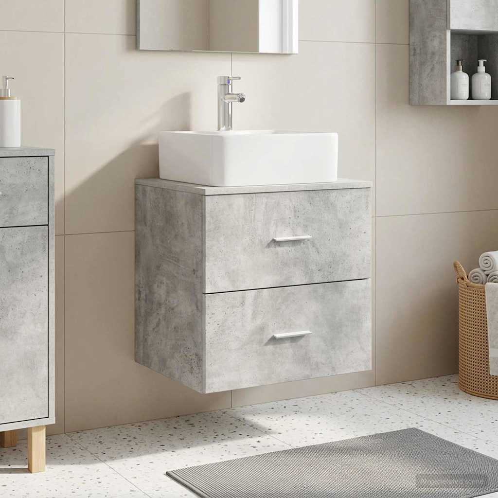 vidaXL Wall-Mounted Sink Vanity Concrete Grey 49.5 x 41 x 63 cm