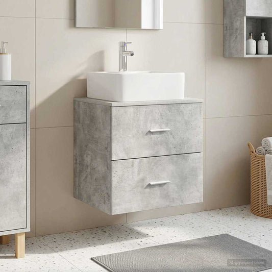 vidaXL Wall-Mounted Sink Vanity Concrete Grey 49.5 x 41 x 63 cm