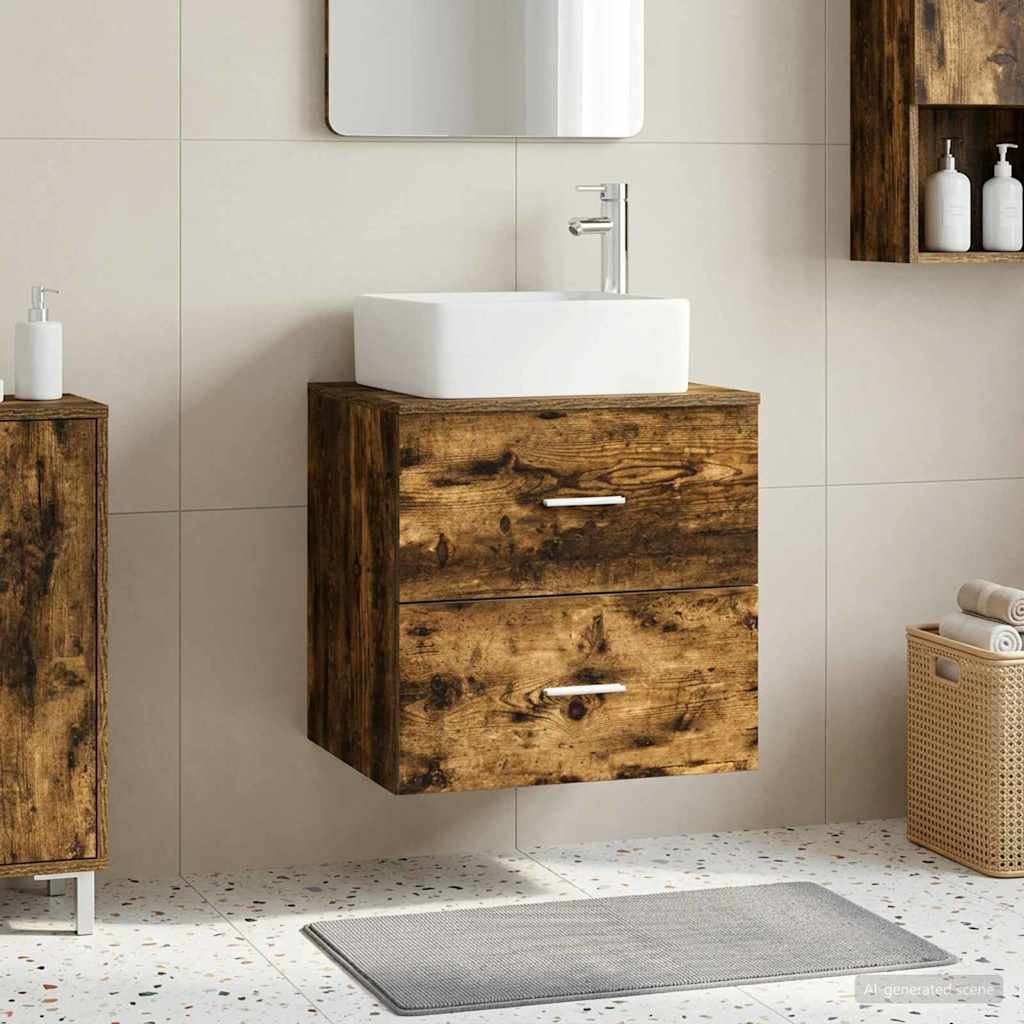 vidaXL Wall-Mounted Sink Vanity Smoked Oak 49.5 x 41 x 63 cm