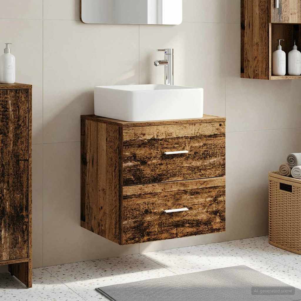vidaXL Wall-Mounted Sink Vanity Old Wood 49.5 x 41 x 63 cm