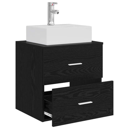 vidaXL Wall-Mounted Sink Vanity Black Oak 49.5 x 41 x 62.5 cm