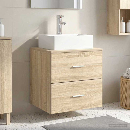 vidaXL Wall-Mounted Sink Vanity Sonoma Oak 49.5 x 41 x 62.5 cm
