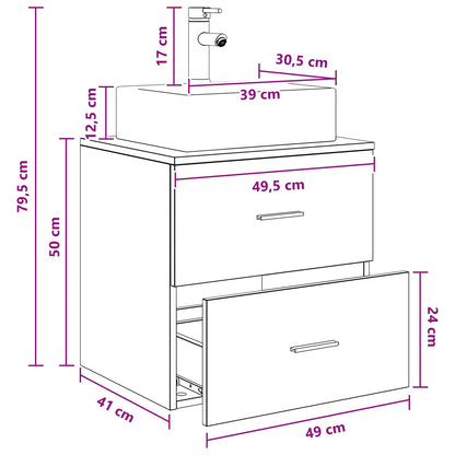 vidaXL Wall-Mounted Sink Vanity Concrete Grey 49.5 x 41 x 62.5 cm