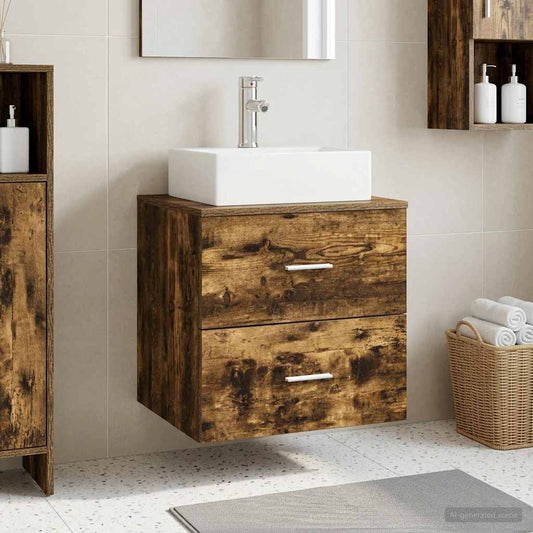 vidaXL Wall-Mounted Sink Vanity Smoked Oak 49.5 x 41 x 62.5 cm