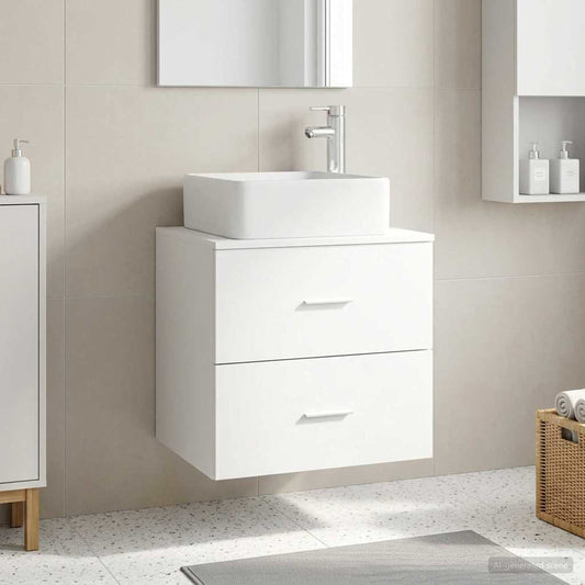 vidaXL Wall-Mounted Sink Vanity White 53 x 34.5 x 63 cm