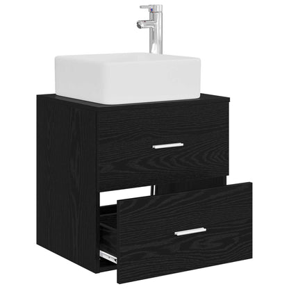 vidaXL Wall-Mounted Sink Vanity Black Oak 53 x 34.5 x 63 cm