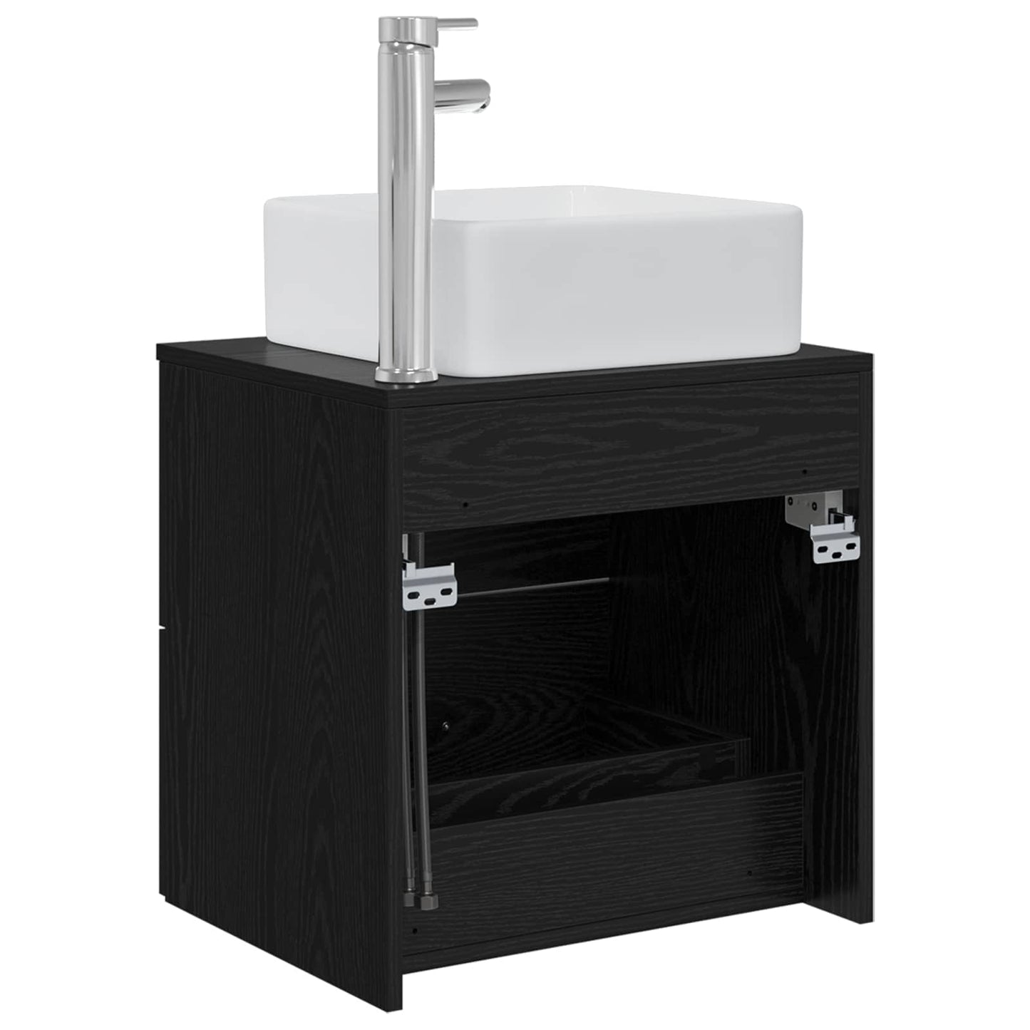 vidaXL Wall-Mounted Sink Vanity Black Oak 53 x 34.5 x 63 cm