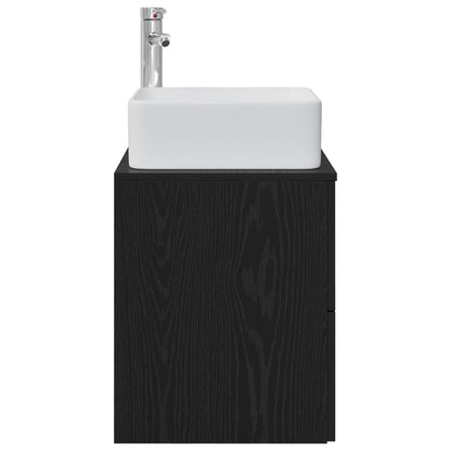 vidaXL Wall-Mounted Sink Vanity Black Oak 53 x 34.5 x 63 cm