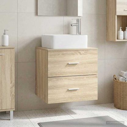 vidaXL Wall-Mounted Sink Vanity Sonoma Oak 53 x 34.5 x 63 cm