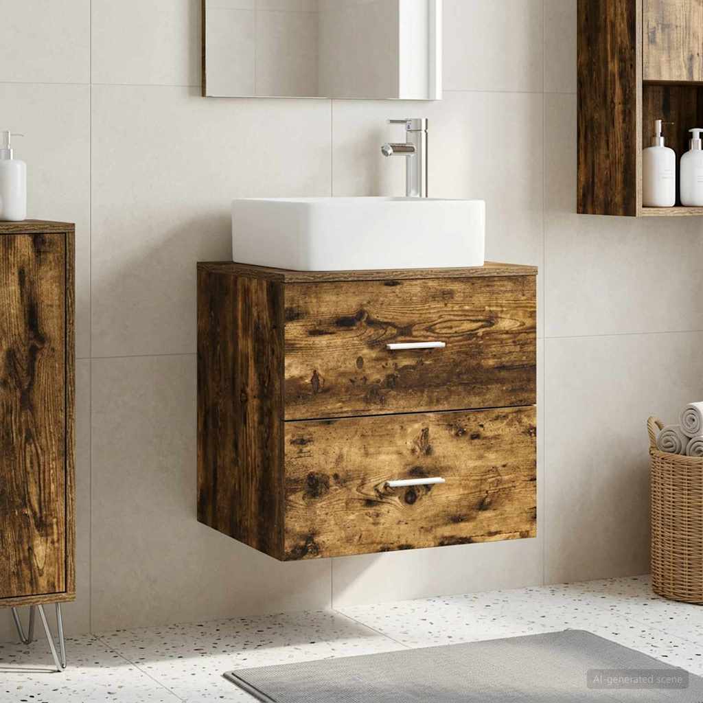 vidaXL Wall-Mounted Sink Vanity Smoked Oak 53 x 34.5 x 63 cm