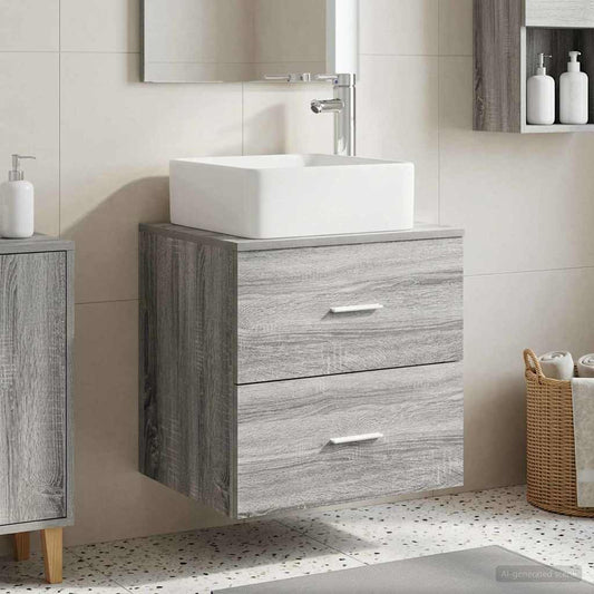 vidaXL Wall-Mounted Sink Vanity Grey Sonoma 53 x 34.5 x 63 cm