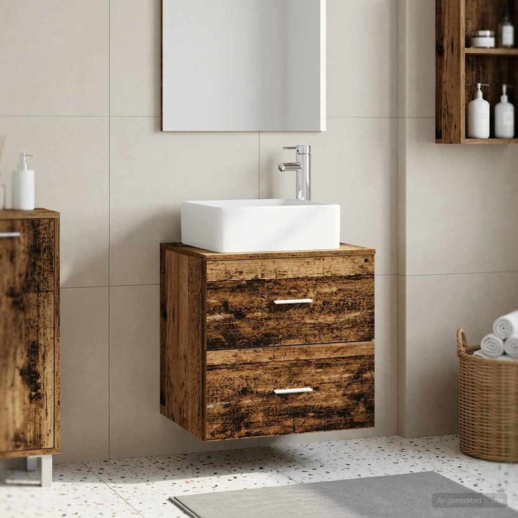 vidaXL Wall-Mounted Sink Vanity Old Wood 53 x 34.5 x 63 cm