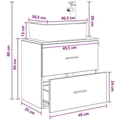 vidaXL Wall-Mounted Sink Vanity Old Wood 53 x 34.5 x 63 cm